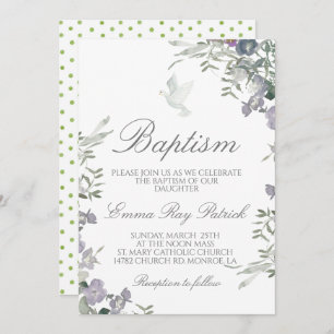 Aquarelle Floral Baptism Invitation