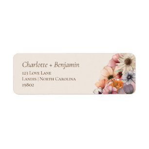 Aquarelle Floral Beige Baby shower Retour Adresse
