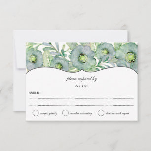 Aquarelle Floral bleu et vert mariage RSVP