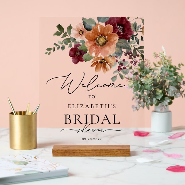 Aquarelle Floral Boho Fête des mariées d'automne B (Mariage)