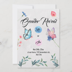 Aquarelle Floral Butterfly Invitation
