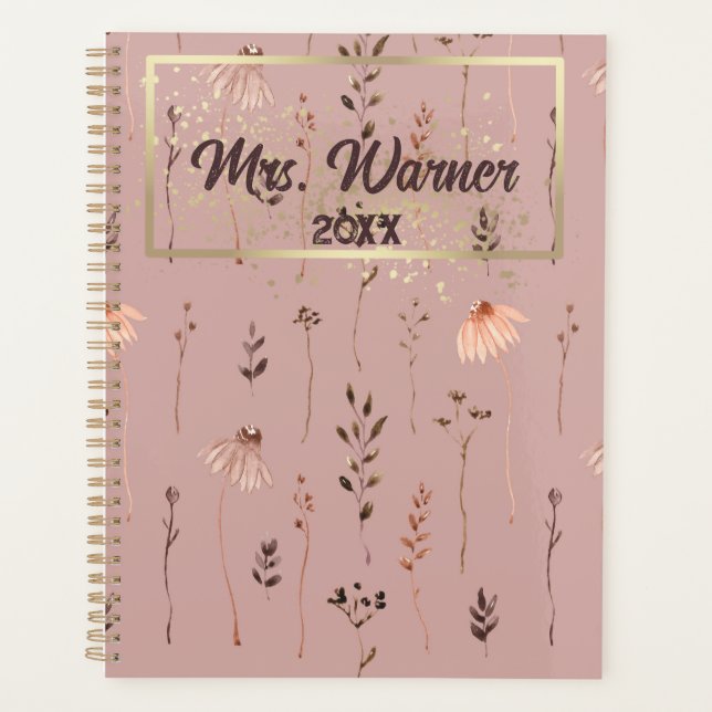 Aquarelle Floral Cadeau de l'enseignant personnali (Devant)