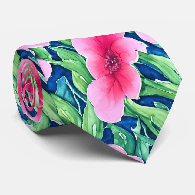 Aquarelle Floral Cravate (Roulé)