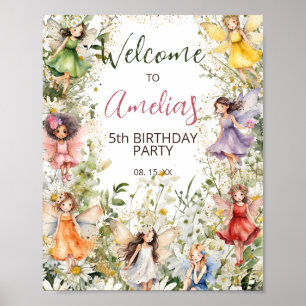 Aquarelle Floral Cute Fairies Affiche de bienvenue