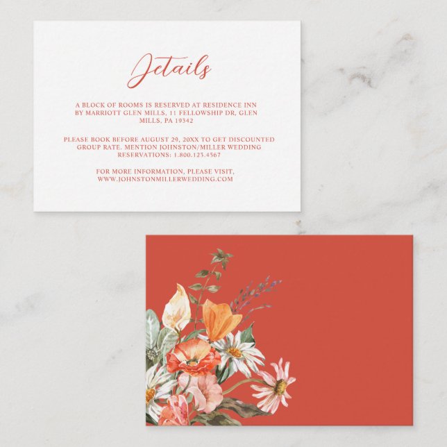 Aquarelle Floral Détails Mariage Carte de boîtier (Devant / Derrière)