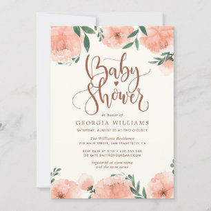 Aquarelle Floral Girl Baby shower Invitation