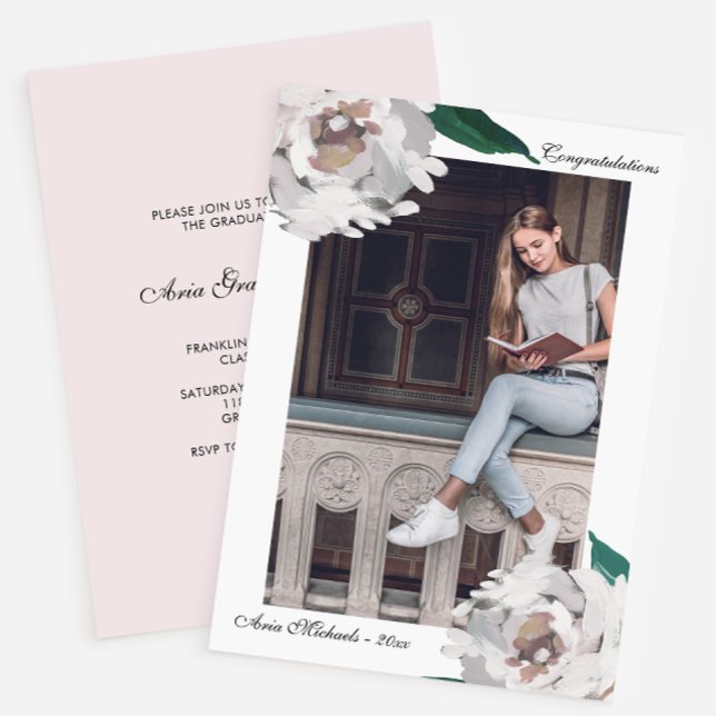 Aquarelle Floral Graduation Party Invitation (Créateur téléchargé)