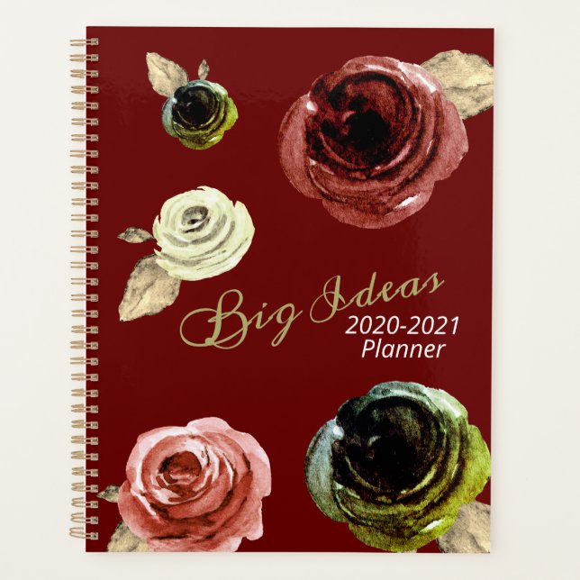 Aquarelle Floral Grandes Idées Or & Bourgogne 2021 (Devant)