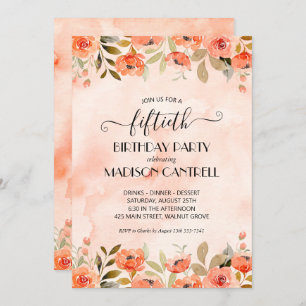 Aquarelle Floral Invitations de fête d'anniversair