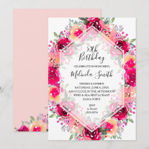 Aquarelle Floral Invitations de fête d'anniversair