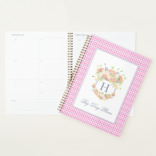 Aquarelle Floral Jardin Crest Rose En vichy