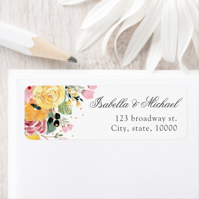 Aquarelle Floral Mariage Adresse (En situation)
