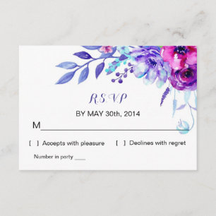 Aquarelle Floral Mariage Carte de réponse R S V