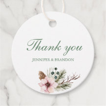 Aquarelle Floral Mariage Favor Merci étiquette cad