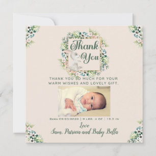 Aquarelle Floral Merci Baby Carte Cadeau