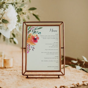 Aquarelle Floral Moderne Elégant Mariage Carte Men