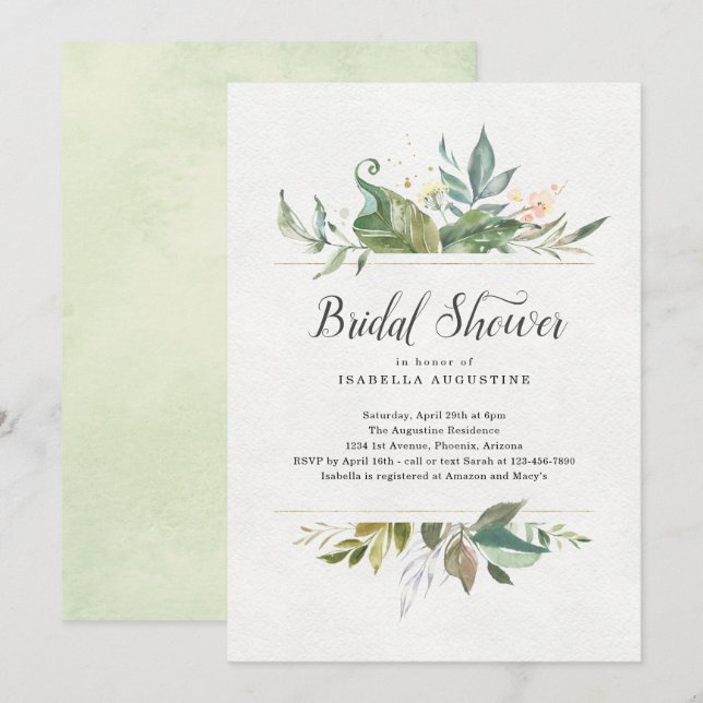 Aquarelle Floral Nuptiale Invitation (Devant / Derrière)