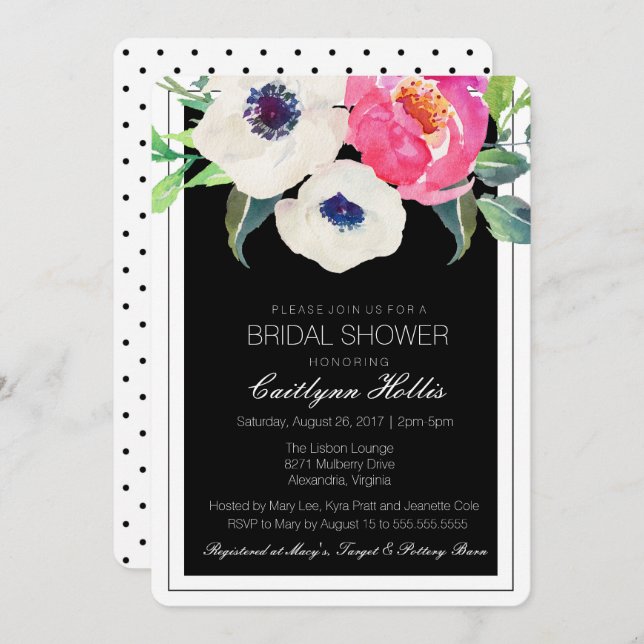 Aquarelle Floral Nuptiale Invitation (Devant / Derrière)