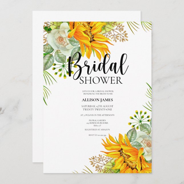 Aquarelle Floral Nuptiale Invitation (Devant / Derrière)