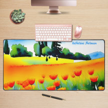 Aquarelle Floral Orange Californie Poppies Pré
