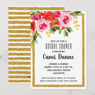 Aquarelle Floral & Parties scintillant Invitations