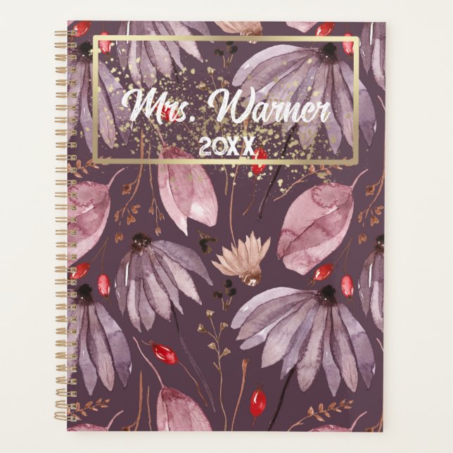 Aquarelle Floral Personnalisé Enseignant Cadeau Bo (Devant)