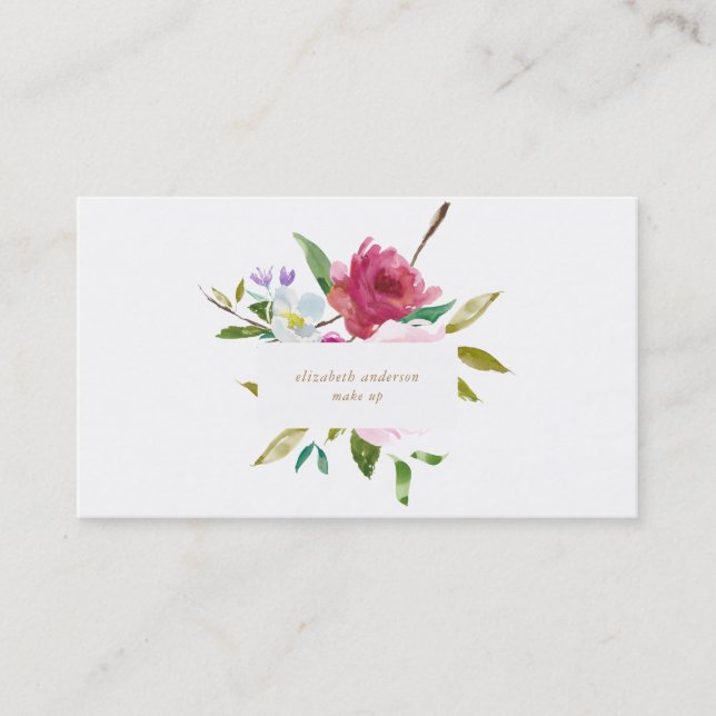 Aquarelle Floral Posie Carte de visite (Devant)