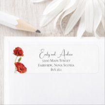 Aquarelle Floral Red Poppy Fleurs Mariage Retour