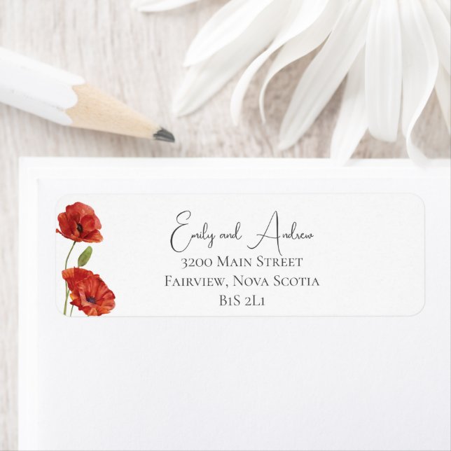 Aquarelle Floral Red Poppy Fleurs Mariage Retour (En situation)