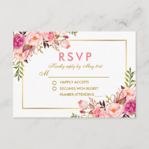 Aquarelle Floral Rose Blush or RSVP Mariage P