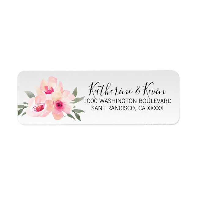 Aquarelle Floral Rose Grey Flowers Adresse de reto (Devant)