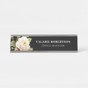 Aquarelle Floral Roses Nom Plaque