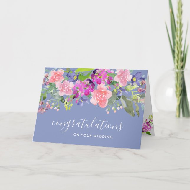 Aquarelle Floral Sur Votre Carte De Voeux Mariage (Devant)