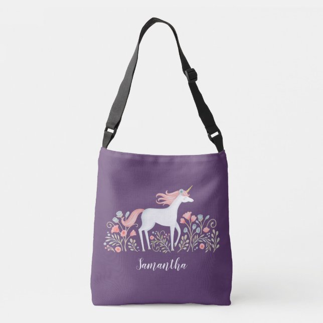 Aquarelle Floral Unicorn Sac fourre-tout (Dos)