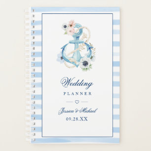 Aquarelle Florale Ancre Bleu Mariage