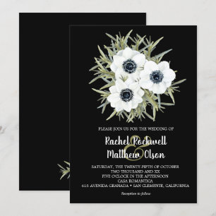 Aquarelle Florale Anémone Mariage Invitations