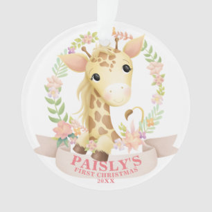 Aquarelle florale Bébé Giraffe Photo de Noël