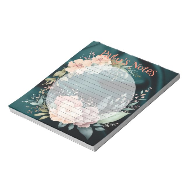 Aquarelle Florale Beige Bloc-notes personnalisé (Tourné)