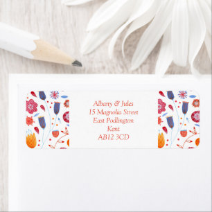 Aquarelle florale Bleu orange