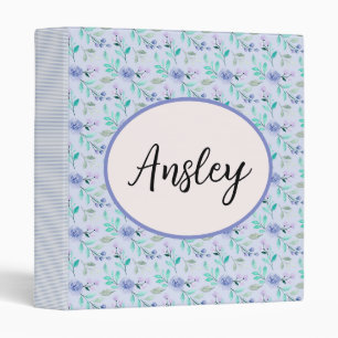 Aquarelle Florale Bleue 3 Cercle Classeur