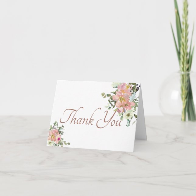 Aquarelle florale blush and eggshell Merci voiture (Devant)