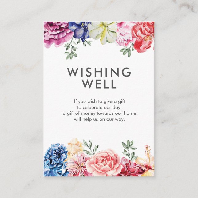 Aquarelle florale brillante | Carte Wishing Well (Devant)