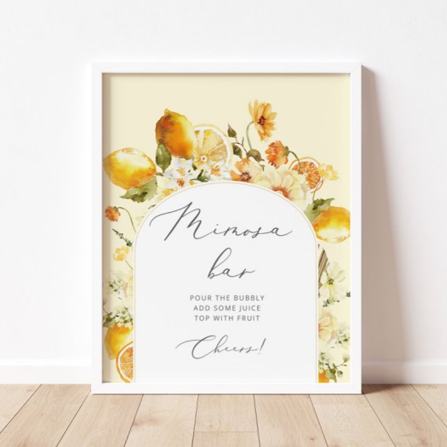 Aquarelle florale citron Mimosa bar Poster (Créateur téléchargé)