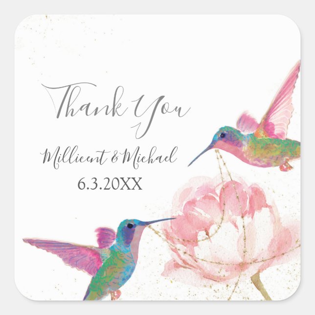 Aquarelle Florale Colibris Favorisant Sticker (Devant)