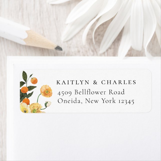 Aquarelle Florale d'agrumes orange (En situation)