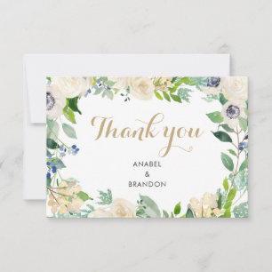 Aquarelle florale de carte de remerciements