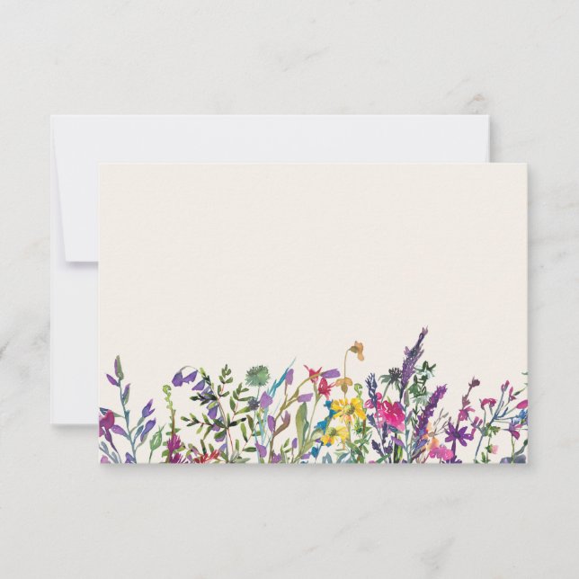 Aquarelle florale de la carte blanche (Devant)