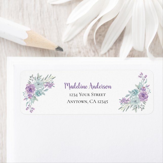 Aquarelle florale de lavande et de menthe | Adress (En situation)