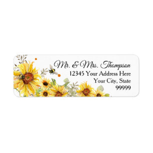 Aquarelle florale de tournesol Bumble Bee Green