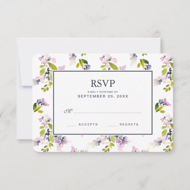 Aquarelle florale délicate - Mariage RSVP (Devant)